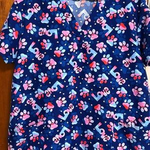 Women's Blue Paw Print Top